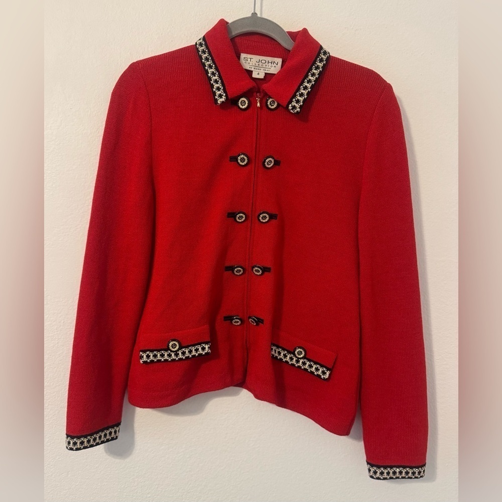 Vintage St. John Collection Knit Jacket Old Money Classic Holiday Career Size 4